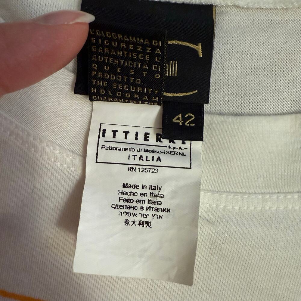 VTG Just Cavalli Koi Shirt Y2K Long Sleeve 100% Cotton White Women’s Size 42 - Picture 4 of 12